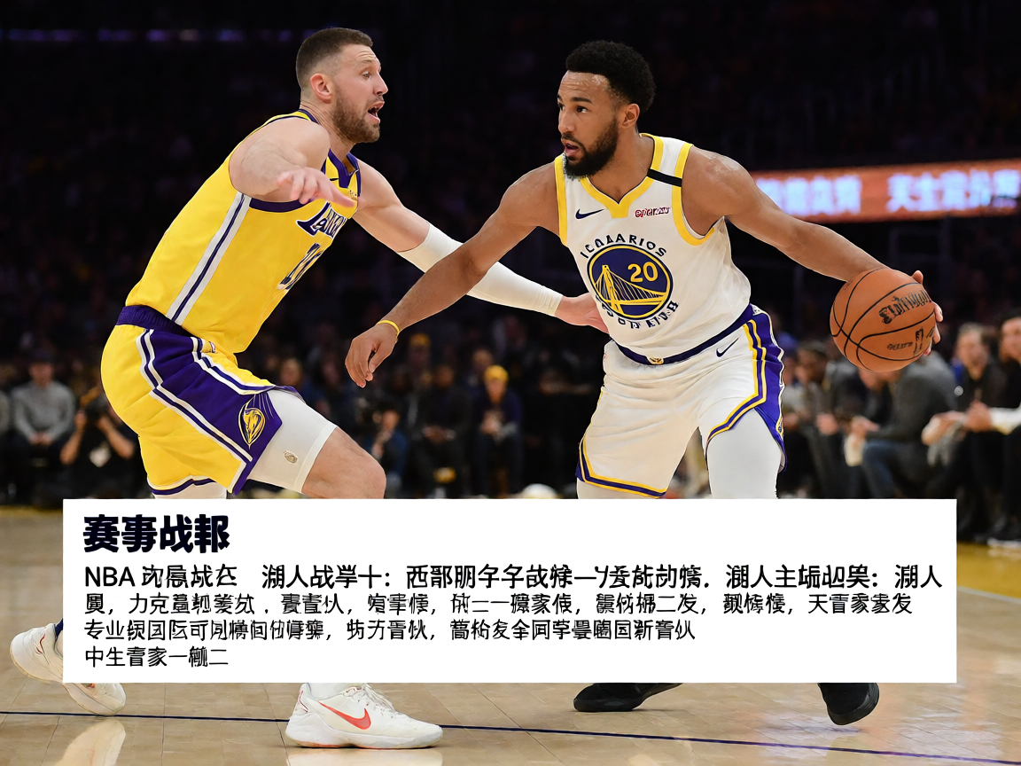 NBA湖人队与勇士队激烈对抗比赛场景